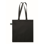 Bolsa de compra algodón Fairtrade con fuelle 180 g/m² color negro sexta vista