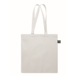 Bolsa de compra algodón Fairtrade con fuelle 180 g/m² color blanco