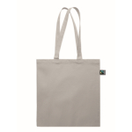 Bolsa de compra algodón Fairtrade con fuelle 180 g/m² color gris
