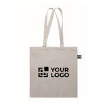 Bolsa de compra algodón Fairtrade con fuelle 180 g/m² color gris vista de impresión