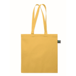 Bolsa de compra algodón Fairtrade con fuelle 180 g/m² color amarillo