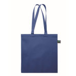 Bolsa de compra algodón Fairtrade con fuelle 180 g/m² color azul real