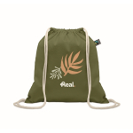 Bolsa de cuerdas de algodón con cierre fruncido 180 g/m² color verde oscuro vista principal