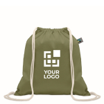 Bolsa de cuerdas de algodón con cierre fruncido 180 g/m² color verde oscuro vista de impresión