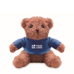 Osito de peluche con camiseta de colores personalizable color azul vista de impresión