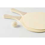 Palas de playa de madera con juegos y bolsa de malla RPET color madera vista fotografía