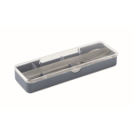 Set de cubiertos de acero inoxidable en estuche de plástico color negro mate