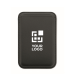 Tarjetero magnético de poli piel con especio para 3 tarjetas color negro vista de impresión