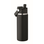 Botella de acero inoxidable doble pared con pajita 500 ml color negro