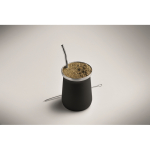 Vaso de acero inoxidable especial para yerba mate 240ml color negro vista fotografía cuarta vista