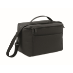 Bolsa nevera de PU con poliéster reciclado con bolsillo y correa 5.5L color negro
