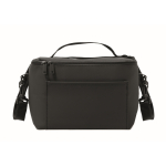 Bolsa nevera de PU con poliéster reciclado con bolsillo y correa 5.5L color negro tercera vista