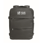 Mochila de cabina expandible de poliéster RPET 600D 15'' color negro vista de impresión