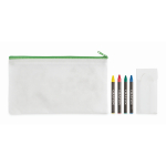 Estuche infantil non woven coloreable con 4 lápices color verde lima tercera vista