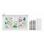Estuche infantil non woven coloreable con 4 lápices color verde lima quinta vista