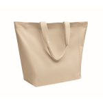 Bolsa tote bag de algodón con fuelle y asas 220 g/m² color beige