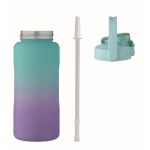 Botella de RPET antifugas con pajita y tapa abatible 2L color turquesa novena vista