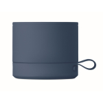Altavoz inalámbrico metálico compacto con acabado de goma 3W color azul cuarta vista