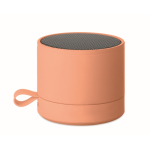Altavoz inalámbrico metálico compacto con acabado de goma 3W color naranja