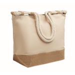 Bolsa de playa de algodón con yute y cremallera 280 g/m² color beige