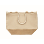 Bolsa de playa de algodón con yute y cremallera 280 g/m² color beige