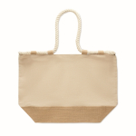 Bolsa de playa de algodón con yute y cremallera 280 g/m² color beige tercera vista