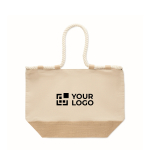 Bolsa de playa de algodón con yute y cremallera 280 g/m² color beige vista de impresión