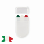 Barra de pintura corporal de distintas banderas en estuche color verde segunda vista