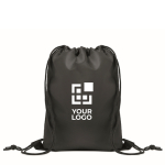 Mochila de cuerdas infantil de poliéster RPET con cuerdas negras color negro vista de impresión