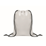 Mochila de cuerdas infantil de poliéster RPET con cuerdas negras color blanco