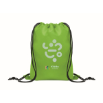 Mochila de cuerdas infantil de poliéster RPET con cuerdas negras color verde lima vista principal