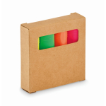 Set de 4 rotuladores fluorescentes en caja kraft personalizable color beige