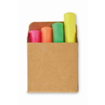 Set de 4 rotuladores fluorescentes en caja kraft personalizable color beige tercera vista