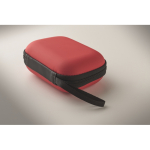 Botiquín de primeros auxilios en estuche rígido de plástico color rojo vista fotografía quinta vista