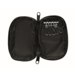 Estuche para llaves de RPET con cremallera y 5 anillas color negro tercera vista