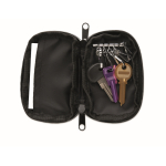 Estuche para llaves de RPET con cremallera y 5 anillas color negro cuarta vista