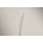 Bolígrafo corporativo de plástico reciclado con tinta azul color blanco vista fotografía quinta vista