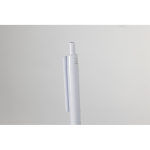 Bolígrafo corporativo de plástico reciclado con tinta azul color blanco vista fotografía