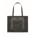 Bolsa de compra de malla RPET con bolsillo frontal 20L color negro cuarta vista