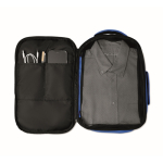 Mochila de cabina de poliéster RPET con correa para trolley 15'' color azul real