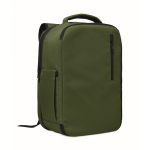 Mochila de cabina de poliéster RPET con correa para trolley 15'' color verde oscuro