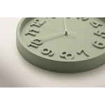 Reloj de pared en acabado mate con movimiento silencioso color verde menta vista fotografía cuarta vista