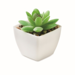 Planta artificial mini en PP tipo suculenta decorativa color blanco