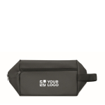 Bolsa neceser de poliéster RPET 600D con asa y cremallera color negro vista de impresión