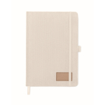 Libreta con cubierta de poliéster RPET y 192 páginas A5 color blanco roto