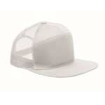 Gorra 7 paneles de algodón con visera plana y malla color blanco