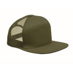 Gorra 7 paneles de algodón con visera plana y malla color verde militar