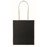 Bolsa de compra de algodón con asas largas 140 g/m² color negro