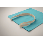 Bolsa de compra de algodón con asas largas 140 g/m² color turquesa vista fotografía tercera vista