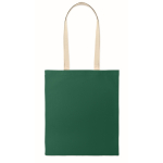 Bolsa de compra de algodón con asas largas 140 g/m² color verde oscuro